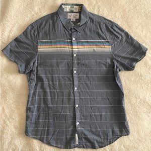 Original Penguin Men’s grey short sleeve shirt with stripes- Size L